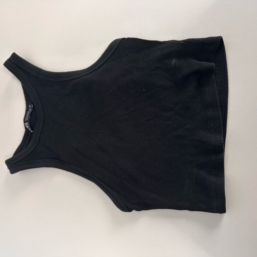 Zara Black Ribbed Knit Top
